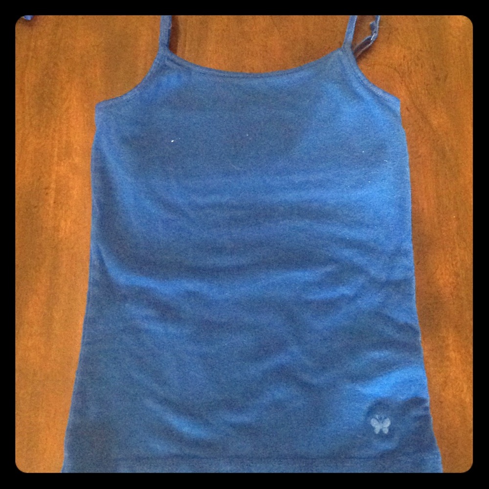Blue tank top size 7 with built-in bra.